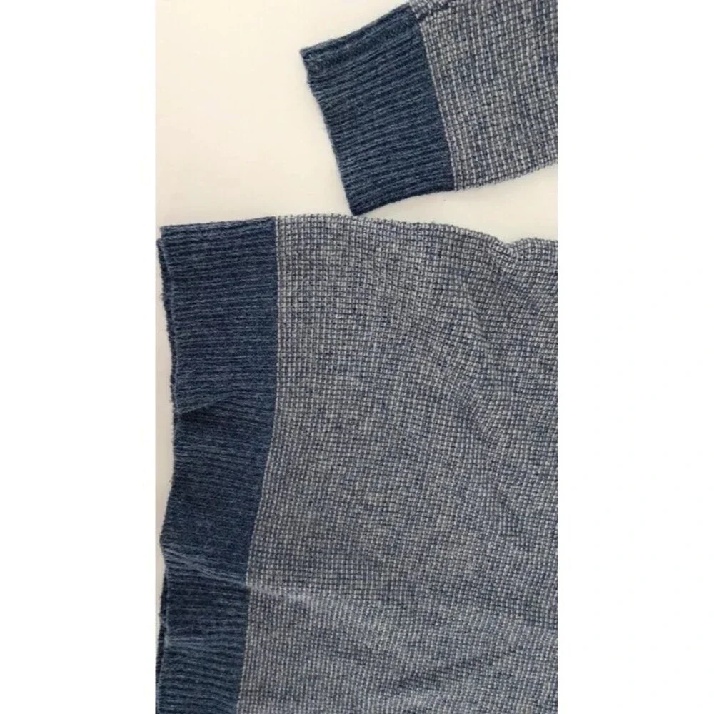 J.Crew XL 100% Lambswool Sweater Blue Gray Textured Knit Dolman Boatneck